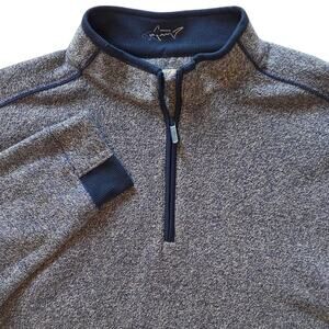 Greg Norman Quarter Zip Fleece Pullover, mock neck, soft lining, blue sz Large